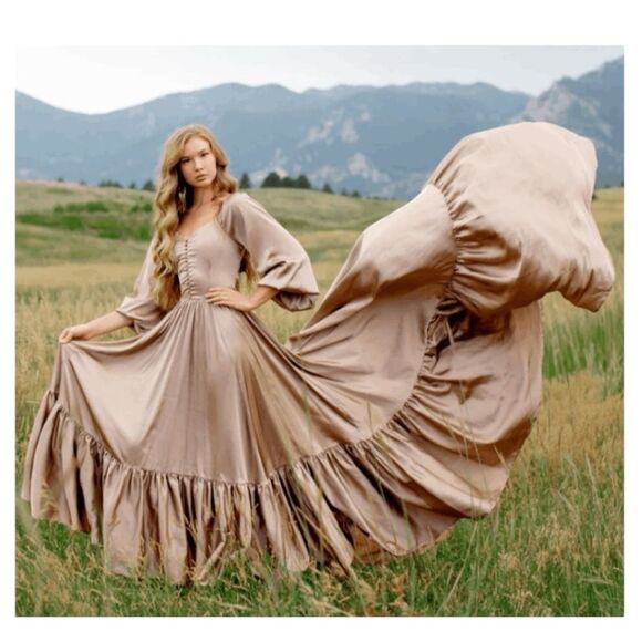 Joyfolie Lorna Impact Dress Wedding Dress Maxi Dress Stone Textured Shine M - Picture 6 of 10